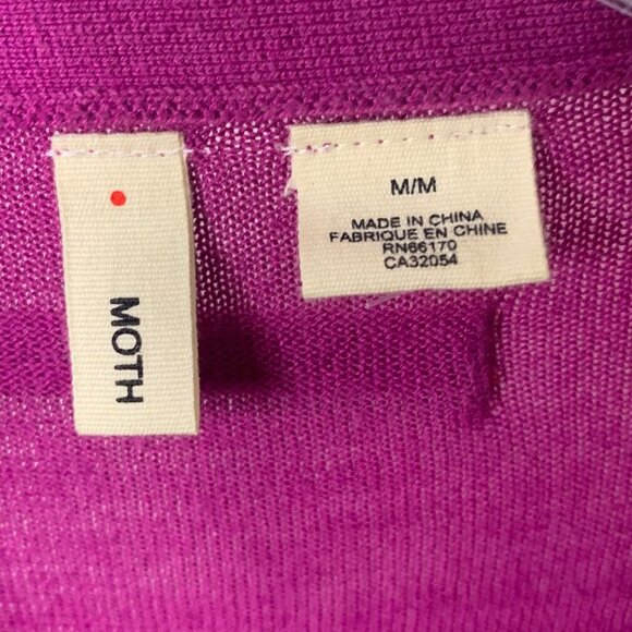 Anthropologie Moth Fuchsia Flutter Long Sleeve Cardigan Women’s Size Medium - Picture 3 of 10